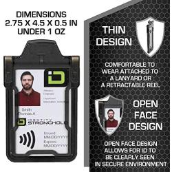 Identity Stronghold - Secure RFID Badge Holder for 1 Card - Heavy Duty Hard Plastic ID Badge Holder - USA Molded and Assembled - FIPS 201 Approved RFID Blocking Security - Black