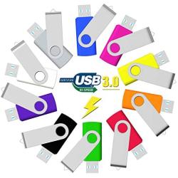 16GB Flash Drive USB 3.0 10 Pack, USB Drive 16GB USB3.0 High Speed 10 PCS Memory Stick JBOS Swivel Thumb Drives Gig Stick Pen Drive for Data Storage, Zip Drive, Jump Drive, Flash Stick, Mixed Colors
