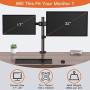 Perlegear Dual Monitor Desk Mount with Height Adjustable Articulating Arms Stand Heavy Duty Clamp and Grommet Base Fits Two 17-32 Inch Flat Curved Screens, Max VESA 100x100mm Holds up to 26 lbs