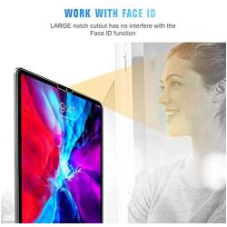 2 Pack SPARIN Screen Protector Compatible with iPad Pro 12.9 Inch without Home Button, Tempered Glass Screen Protector Work with Face ID