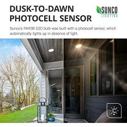 Sunco Lighting 2 Pack PAR38 LED Bulb with Dusk-to-Dawn Photocell Sensor, 15W=120W, 3000K Warm White, 1250 LM, Auto On/Off, Security Spotlight Indoor/Outdoor - UL