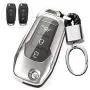 ROYALFOX(TM 2 3 Buttons Soft TPU flip Remote Key Fob case Cover for 2015 2016 2017 2018 2019 Ford F150 F250,Focus 3 Escort Kuga Everest Fiesta Mustang Edge MKV Fusion 2016 Ranger (Silver)