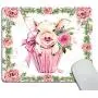 Smooffly Cute Pig Computer Mouse Pad,Watercolor Floral Office Accessories Non-Slip Rubber Comfortable Customized Gaming Mousepad