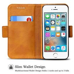 Rssviss iPhone SE Case iPhone 5s/5/SE Wallet Case,Handmade PU Leather Magnet Wallet Flip Case Cover with Built-in Credit Card/ID Card Slots for 5s 5 SE（4.0 inch,Orange）