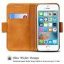 Rssviss iPhone SE Case iPhone 5s/5/SE Wallet Case,Handmade PU Leather Magnet Wallet Flip Case Cover with Built-in Credit Card/ID Card Slots for 5s 5 SE（4.0 inch,Orange）