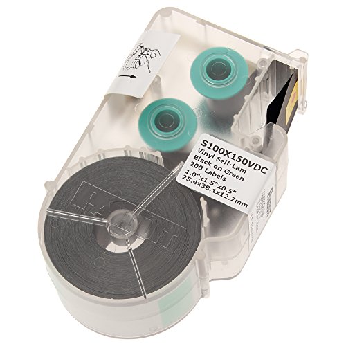 Panduit S100X150VDC P1 Cassette Self-Laminated Label, Vinyl, Green