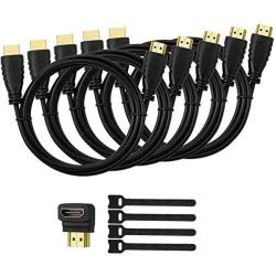 5 Pack High-Speed HDMI Cables-6ft with 90 Degree Adapter, Gold Plated Connectors, Cord Ties for TV PC Playstaion Support Ethernet, 3D, 1080P, ARC, Save Money & Deliver Dazzling Quality