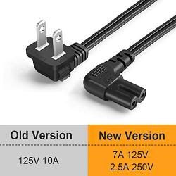 CableCreation 10 Feet 18 AWG Angled 2-Slot Non-Polarized Angle Power Cord (IEC320 C7 to Nema 1-15P), 3M / Black