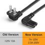 CableCreation 10 Feet 18 AWG Angled 2-Slot Non-Polarized Angle Power Cord (IEC320 C7 to Nema 1-15P), 3M / Black