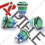APIELE 16mm Momentary Push Button Switch High Round Cap Waterproof Aluminum Shell High Flush Screw Terminals 250V AC 5A 12V 36V DC 2A 1NO SPST (Green)