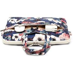 Canvaslife Blue camellia Pattern 15 inch Waterproof Laptop Shoulder Messenger Bag Case With Rebound Bubble Protection for 14 inch-15.6 inch laptop Macbook Pro 15 Case Bag
