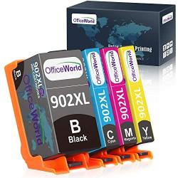 OfficeWorld Remanufactured Ink Cartridge Replacement for HP 902 XL 902XL Ink Cartridge to use with OfficeJet Pro 6978 6968 6970 6975 6954 New Upgraded Chips (Black, Cyan, Magenta, Yellow, 4 Pack)