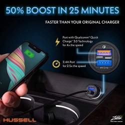Car Charger Adapter by HUSSELL - USB Car Charger Dual Port, Qualcomm Quick Charge 3.0 + 5.4A/30W, 4X Fast - Compatible w/Any Cell Phone, iPhone Apple Samsung LG Nexus & Tablets