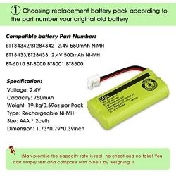 iMah Ryme B2-1 BT-800 BT-8001 BT-8300 BT-1011 BT-1018 BT-1022 BT184342 BT18433 Battery Compatible with AT&T CL80109 EL51109 SL82000 TL90078 Vtech CS6209 CS6219 CS6229 DS6121 DS6221 DS6221 (Pack of 6)