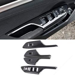 BOYUER 4PCS Carbon Fiber ABS Window Switch Decoration Decal Frame Cover Panel Trim Door Handle Armrest Trim for Honda Civic 2016 2017 2018 2019 2020(Carbon Fiber)