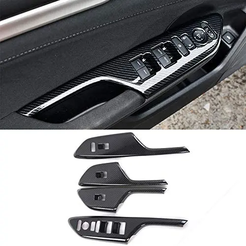 BOYUER 4PCS Carbon Fiber ABS Window Switch Decoration Decal Frame Cover Panel Trim Door Handle Armrest Trim for Honda Civic 2016 2017 2018 2019 2020(Carbon Fiber)