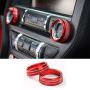 TopDall Red Aluminum Headlight Volume Tune Control Knob Cover Ring Trim Interior Accessories for Ford Mustang