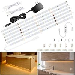 Ustellar 20ft LED Under Cabinet Lighting Kit, 1800lm Dimmable Light Strip, Hand Wave Activated Under Counter Lights for Kitchen Cabinet, Counter, Shelf- ETL Listed, 360 LEDs 3000K Warm White