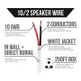 Next 10/2 Speaker Wire - 10 AWG/Gauge 2 Conductor - UL Listed in Wall (CL2/CL3) and Outdoor/In Ground (Direct Burial) Rated - Oxygen-Free Copper (OFC) - 250 Foot Bulk Cable Pull Box - White