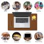 TESOBI Large Natural Cork & Leather Desk Pad, Double-Sided Desk Protector, Smooth Surface Mouse Pad, Waterproof Desk Mat for Office/Home/Gaming (24'' x 14'' Grayish Brown)