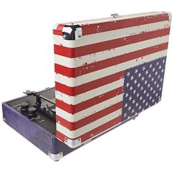 Victrola Vintage 3-Speed Bluetooth Portable Suitcase Record Player with Built-in Speakers | Upgraded Turntable Audio Sound| Includes Extra Stylus | American Flag (VSC-550BT-USA) Amercan