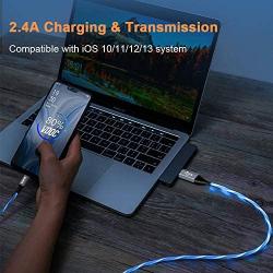 iPhone Charger Cable,[MFi Certified] Aoliplus 6ft LED Flowing Lightning Cable Fast Charger Data Sync Transfer Cord Compatible with iPhone 12 SE 11 PRO MAX XS XR X 8 7 Plus 6S 6 iPad (Blue)