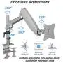 AVLT Single 13''-32'' Monitor Arm Desk Pole Mount fits One Flat/Curved/Ultrawide Monitor Full Motion Height Swivel Tilt Rotation Adjustable Monitor Arm - Silver/VESA/Heavy-Duty C-Clamp/Cable Management
