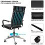 LUCKWIND Ergonomic Office Chair Ribbed Leather Swivel - Adjustable Height Tilt Arm Sleeves Lumbar Support High Back Upholstery Executive Modern Conference Computer Chrome Wheel Caster 350lb Big Black