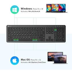 iClever GK08 Wireless Keyboard and Mouse - Rechargeable Wireless Keyboard Ergonomic Full Size Design with Number Pad, 2.4G Stable Connection Slim White Keyboard and Mouse for Windows, Mac OS Computer