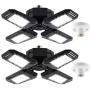 2-Pack LED Garage Lights, New Four Leaf Deformable 120W LED Garage Light, 12000 LM 6500K Quadruple Glow LED Garage Light Ceiling Lights for Garage Basement Workshop, Warehouse, Workshop and Yard