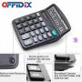 OFFDIX Large Office Calculators Office Desktop Black Calculator for 2018 Gift, Solar and Battery Dual Power Electronic Calculator Portable 12 Digit Large Office Calculator LCD Display Desk Calculator