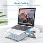 Nulaxy Foldable Laptop Stand, Portable Aluminum Computer Riser, Adjustable Macbook Cooing Holder for MacBook Air Pro, Dell, HP, Lenovo from 10-15.8’’ Laptops, Grey