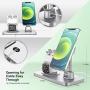 Imguardz Charging Stand Compatible with Magsafe Charger Apple Watch AirPods/Pro iPhone 12/Pro/Max/Mini, Upgraded Charging Station Holder Desk Dock Base Mount for Multiple Devices (Silver Grey)