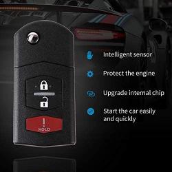 Keyless Entry Remote Car Key Fob Fit for Mazda 2 2011-2015/ Mazda 5 2006-2015/ CX-7 2007-2012/ CX-9 2007-2015 (BGBX1T478SKE125-01) (3-BTN)