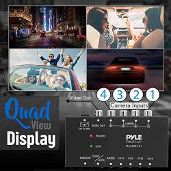 4-Channel Car Video Splitter Controller - Digital Picture Video Signal Switcher with Quad Selectable for Backup Camera Video Monitor Systems CCTV Camera, PAL/NTSC Auto Adapting - Pyle PLVSPLT41