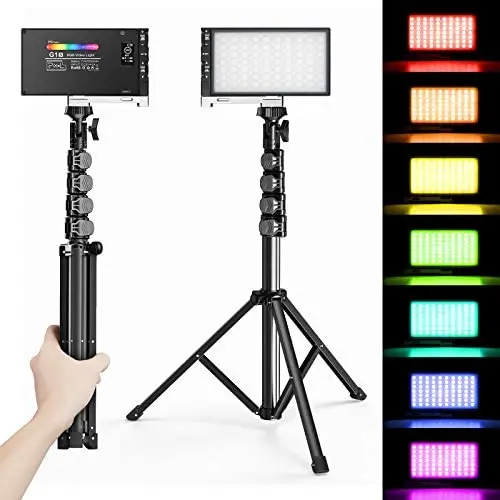 Pixel G1s RGB Video Light with Portable Tripod Stand, 8500K Light Panel with Aluminum Alloy Body for Product Portrait YouTube Photography Video Conference Studio Shooting Pixel G1s RGB Video Light with Portable Tripod Stand, 8500K Light Panel with Aluminum Alloy Body for Product Portrait YouTube Photography Video Conference Studio Shooting