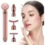 4-in-1 Beauty Bar 24k Golden Pulse Face Massager, Electric Jade Roller Facial Massager Rose Quartz, Arm Eye Nose Massage Stone for Face Lift Anti-Aging Anti-Wrinkles Skin Tightening Face Firming