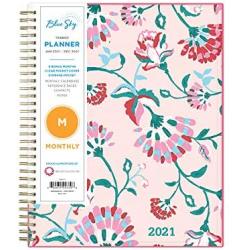 Blue Sky 2021 Monthly Planner, Flexible Cover, Twin-Wire Binding, 8'' x 10'', Garden Flower (101621-21)