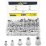 Mardatt 180Pcs SAE 304 Stainless Steel Rivnut Rivet Nut Assortment Kit Flat Head Threaded UNC Rivetnut Kit Insert Nutsert (#8-32#10-24 1/4''-20 5/16''-18 3/8''-16)