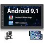 Double Din Android 9.1 Car Radio 7 TFT Touch Screen GPS Navigation 1G+16G Indash Car Stereo Support Bluetooth FM WiFi Steering Wheel Control Dual USB + 12 LEDs Rear View Camera
