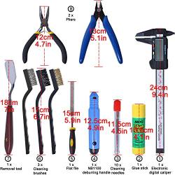 42Pcs 3D Printer Nozzle Removal Cleaning Tool Kit with Pliers, Electronic Digital Caliper, Deburring Tool and Cleaning Brushes for 3D Printing and Cleaning Tool Kit
