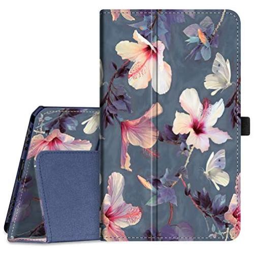 Fintie Folio Case for Samsung Galaxy Tab A 8.0 2019 Without S Pen Model (SM-T290 Wi-Fi, SM-T295 LTE), [Corner Protection] Slim Fit Premium Vegan Leather Stand Cover, Blooming Hibiscus