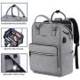 Laptop Backpack for Women Men, Travel Backpack for 15.6 Inch Laptop with RFID Pocket, USB Charging Port Water Resistant Durable Carry on Bag, Backpack Purse for Doctor Nurse Teacher Work, Grey