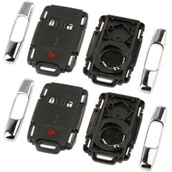 Chrome Key Fob Keyless Entry Remote Shell Case & Pad fits Chevy Silverado Colorado/GMC Sierra Canyon 2014 2015 2016 2017 (M3N-32337100), Set of 2