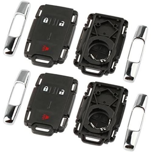 Chrome Key Fob Keyless Entry Remote Shell Case & Pad fits Chevy Silverado Colorado/GMC Sierra Canyon 2014 2015 2016 2017 (M3N-32337100), Set of 2