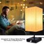 3-Way Touch Control Dimmable Bedside Lamp,Hansang Modern Table Lamp with 2 USB Charging Ports,2 AC Outlets,Nightstand Lamp Square Fabric Lampshade for Bedroom,Living Room,Dimmable LED Bulb Included
