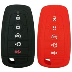 Coolbestda 2Pcs Rubber 5buttons Key Fob Protector Case Keyless Entry Holder Cover Skin Jacket for 2017 Ford Fusion F250 F350 F450 F550 2018 Edge Explorer
