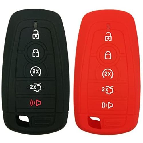 Coolbestda 2Pcs Rubber 5buttons Key Fob Protector Case Keyless Entry Holder Cover Skin Jacket for 2017 Ford Fusion F250 F350 F450 F550 2018 Edge Explorer