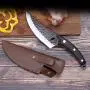 Tableware Kitchen Boning Knife，Hand-forged Camping Serbian Full Tang Deboning Butcher Knife，Chefs knife with Leather Sheath Household Products (Color : B)
