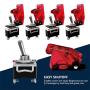 MGI SpeedWare 4 Gang Metal Toggle Switch Panel, Safety Flip Covers (Red)